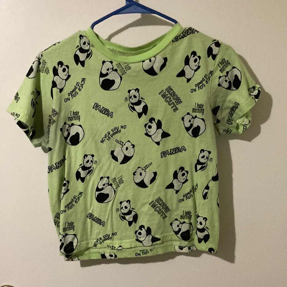 Neon Green Panda Crop Top